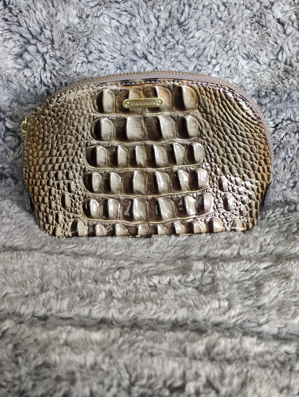 Brahmin Tina Pecan Melbourne Croc-Embossed Cosmetic Case